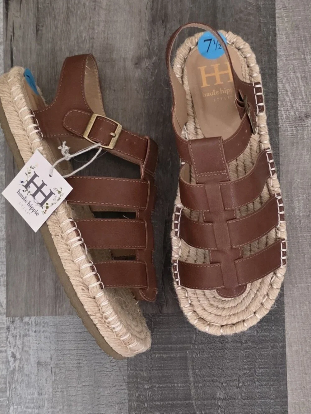 Haute Hippie Brown Gladiator   Espadrille Platform Sandals